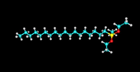 Octadecyltrimethoxysilane molecular structure isolated on black