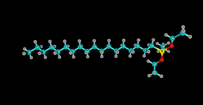 Octadecyltrimethoxysilane molecular structure isolated on black