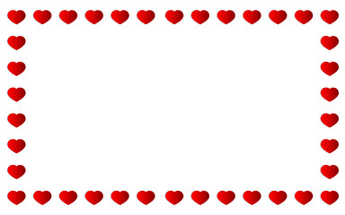 Frame with hearts  on white background. Paper cut. Vector Illustration, concept of love, St. Valentine’s Day..