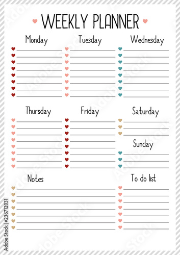 Weekly planner for for diary, laptop computer. Printable A4 planner photo regarding Weekly Planner Printable Free titled Weekly planner for for diary, laptop. Printable A4 planner