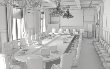 conference room, meeting room, interior visualization, 3D illustration