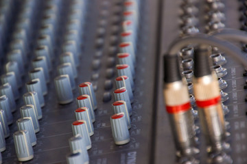 Fototapeta premium Keys and tabs in different parts of the audio controller.