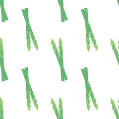 Vector seamless pattern with hand drawn vegetables. Farm market products. Asparagus. Simple vegetarian food drawing.