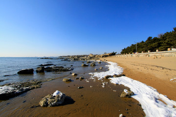 Beach natural scenery in winter