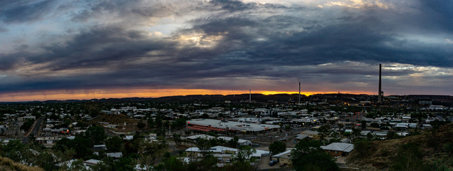 Fototapeta premium Sunset over a mining town