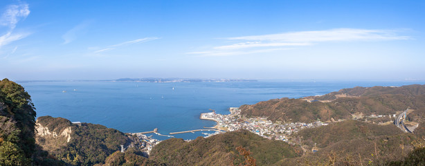 鋸山から見た房総半島と東京湾