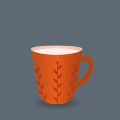 Red coffee mug flat design style. Vector illustration