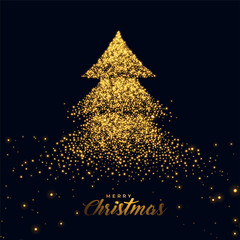 christmas tree made with golden sparkles