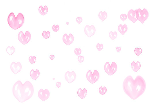 monochrome pink soap bubbles heart pattern background for decor on Valentine's day