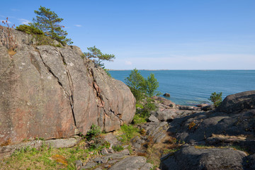 On the cliffs of the Hanko Peninsula on a sunny July day. Finland
