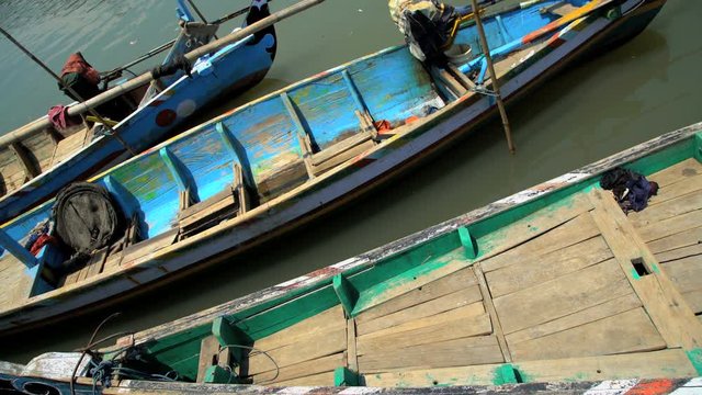 Indonesian local traditional fishing boats Java South East Asia