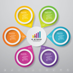 6 steps simple&editable process chart infographics element. EPS 10.	