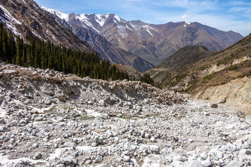 Fototapeta na wymiar Scenic landscape in Ala Archa national park in Tian Shan mountain range, Kyrgyzstan