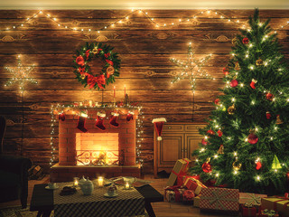3D Rendering Christmas interior