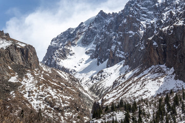 Scenic landscape in Ala Archa national park in Tian Shan mountain range, Kyrgyzstan