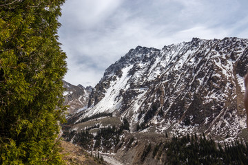 Scenic landscape in Ala Archa national park in Tian Shan mountain range, Kyrgyzstan