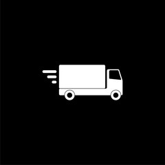 Delivery or cargo truck icon or logo on dark background