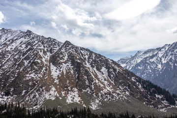 Scenic landscape in Ala Archa national park in Tian Shan mountain range, Kyrgyzstan