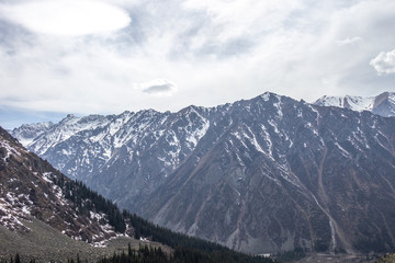 Fototapeta na wymiar Scenic landscape in Ala Archa national park in Tian Shan mountain range, Kyrgyzstan