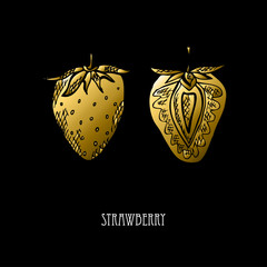 hand drawn golden fruits © Chantal