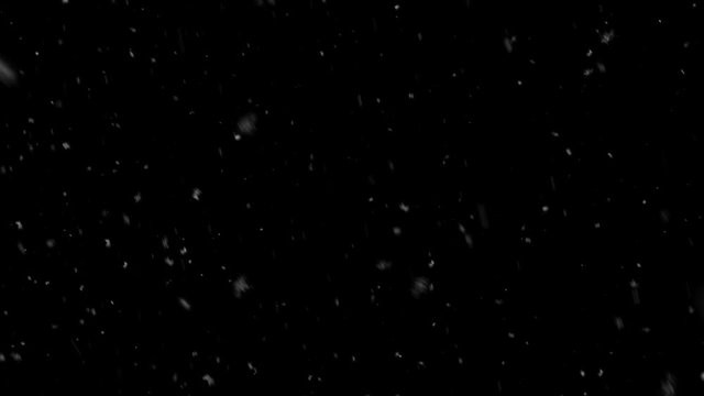 Abstract Rendom Snowflakes falling on black background . snow snowfall snowflake Particles Seamlessly Loop Black Alpha Green Screen Animation