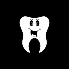 Smiling tooth icon, Tooth logo on dark background