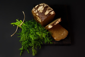 Bread on a dark background
