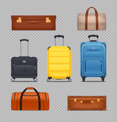 Plastic Luggages And Vintage Suitcases 