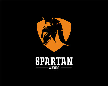 Spartan Warrior logo design concept, Shield logo, sport logo vector template