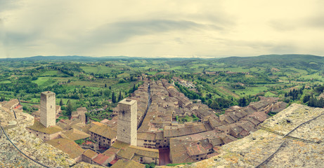 Spectacular city and country view from aboe medieval town.