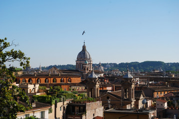 Fototapeta na wymiar City view of Rome from Viale della Trinità dei Monti