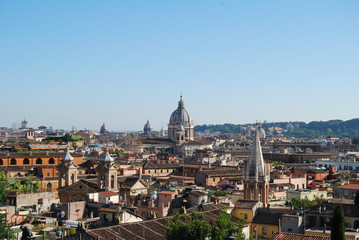 Fototapeta na wymiar City view of Rome from Viale della Trinità dei Monti