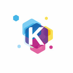 Colorful of Letter K Logo design concept, Modern Initial logo template