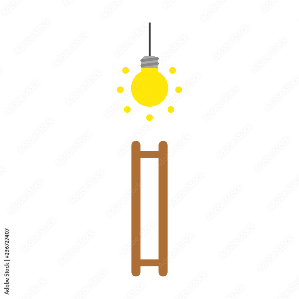 Poster vector icon concept of glowing light bulb and ladder with missing steps
