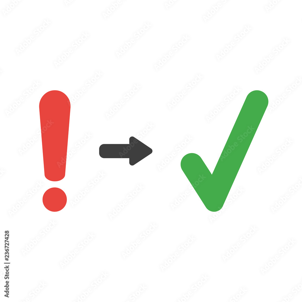 Poster vector icon concept of exclamation mark with check mark