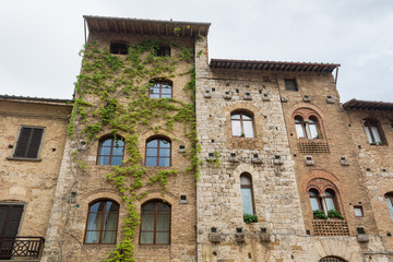 Spectacular stone build facade of a medieval building.
