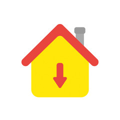 Vector icon concept of house with arrow moving down