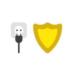 Vector icon concept of plug and outlet with guard shield