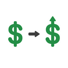 Vector icon concept of dollar symbol arrow moving up