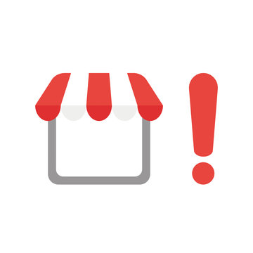 Vector icon concept of shop store with exclamation mark