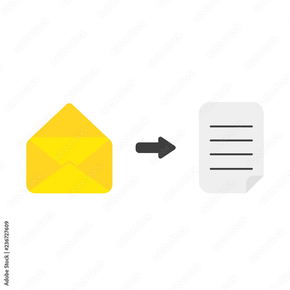 Aufkleber vector icon concept of opened mail envelope with written paper