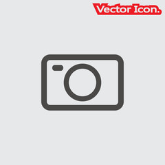 Camera icon isolated sign symbol and flat style for app, web and digital design. Vector illustration.