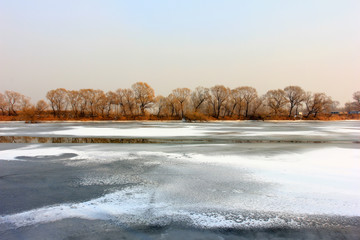 Hebei luanhe river natural scenery in winter