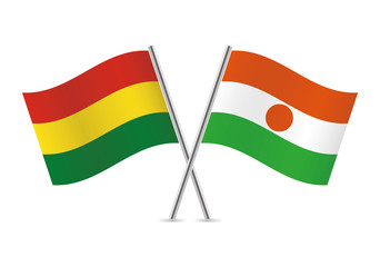 Bolivia and Niger flags. Vector illustration.