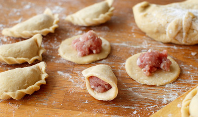 Preparation of pelmeni, ravioli, dumplings