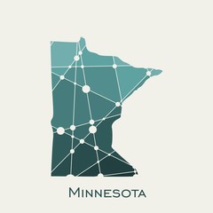 Image relative to USA travel. Minnesota state map textured by lines and dots pattern