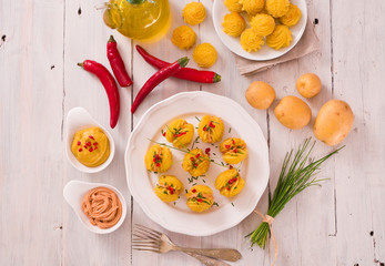 Duchess potatoes sandwiches.