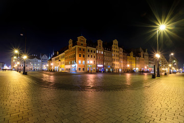 Fototapeta na wymiar Wroclaw city center after the sunset