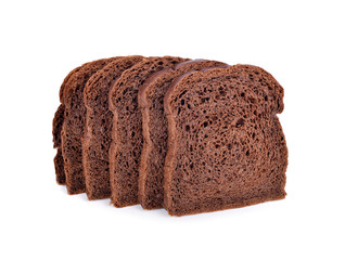 fresh sliced dark cocoa bread white background