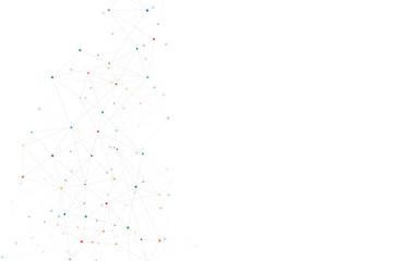 Geometric abstract background with connected dots and lines. Molecular structure and communication. Digital technology background and network connection.